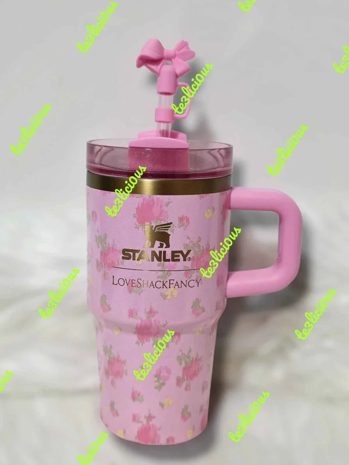 Stanley x LoveShackFancy Quencher H2.0 40 oz Tumbler – Pink Floral Insulated Stainless Steel Cup with Gift Box