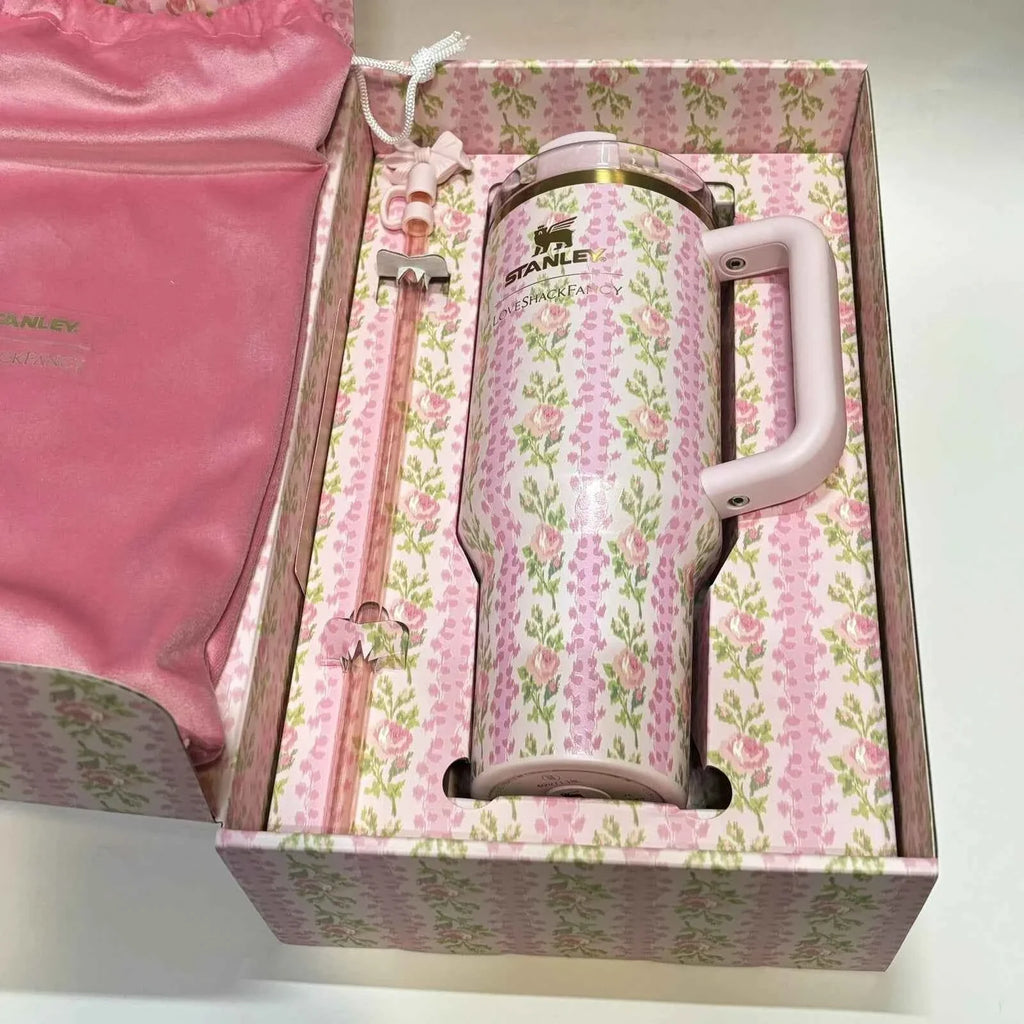 Stanley x LoveShackFancy Flowstate Quencher 40oz Tumbler Blooming Heirloom NEW